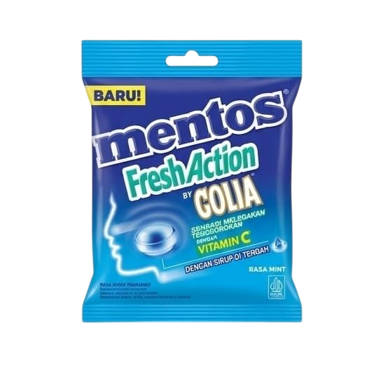 Mentos Candy Pouch Fresh Action Mint Flavor By Colia Imported - 100G