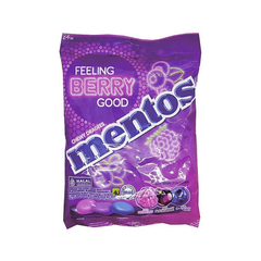 Mentos Chewy Dragees Candy Pouch With Berry Flavor Imported - 121G