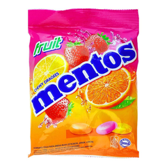 Mentos Chewy Dragees Candy Pouch With Fruits Flavor Imported - 135G